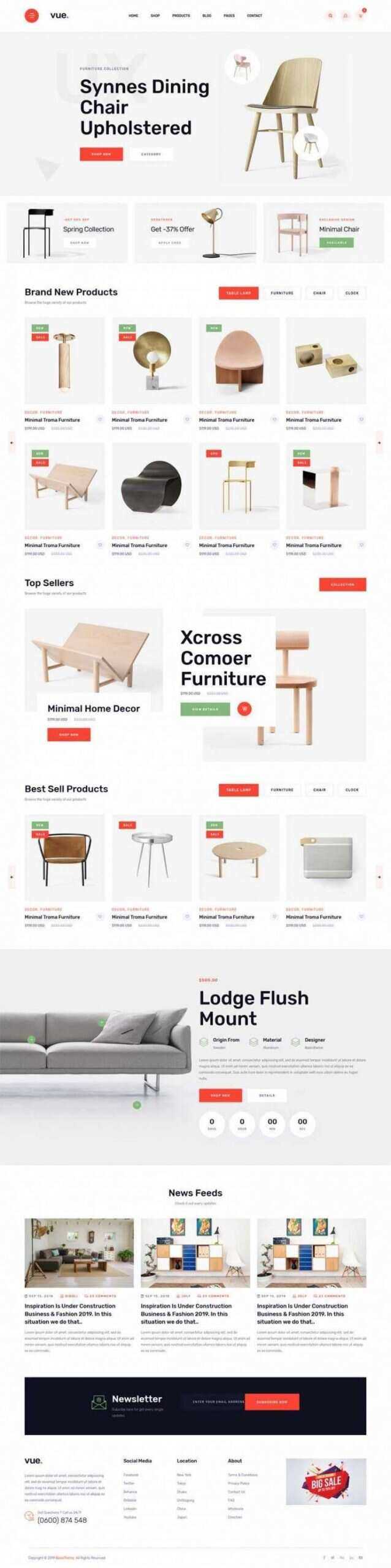 简洁大气响应式时尚多用途的家具电商 - 项目资源网