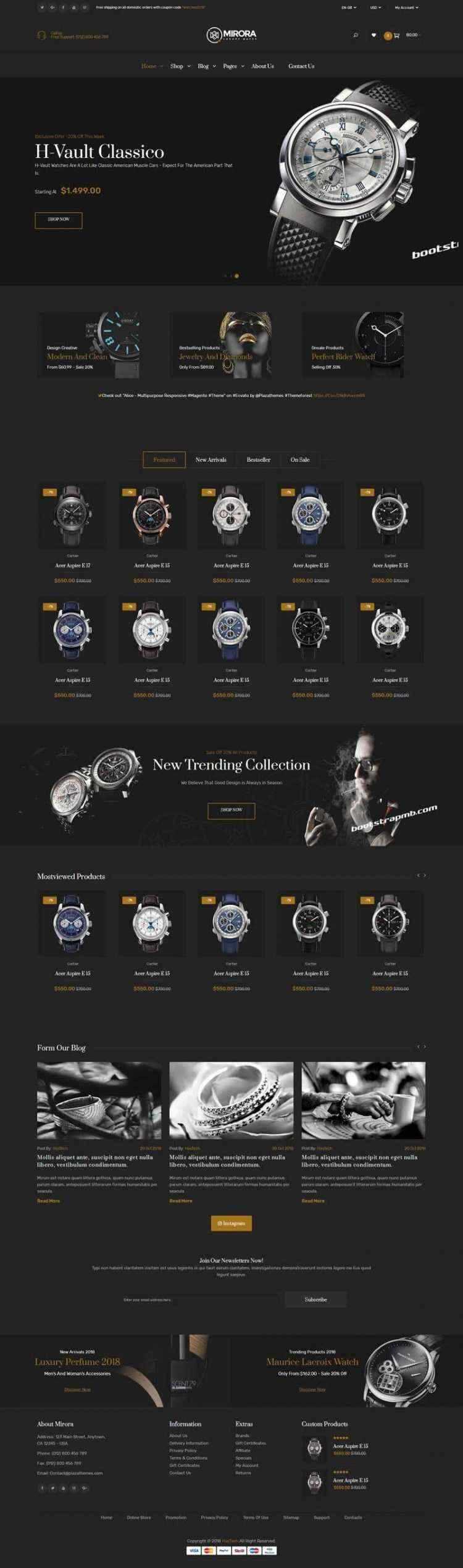 Bootstrap黑色响应式奢侈品手表商城网站 - 项目资源网
