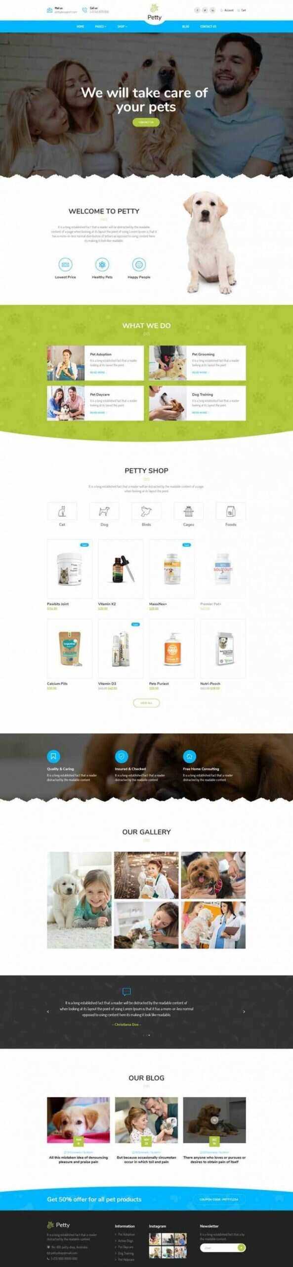 Bootstrap扁平响应式宠物商店宠物医院网站 - 项目资源网