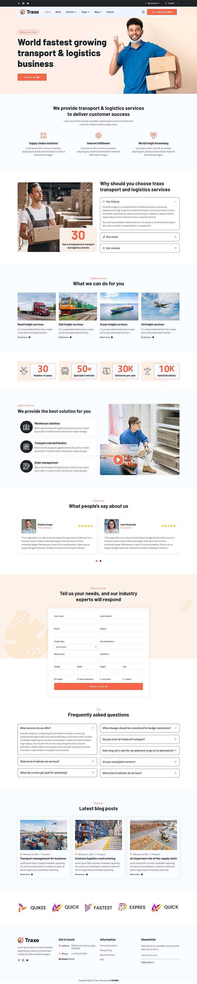 响应式多用途的物流快递公司HTML模板 - 项目资源网