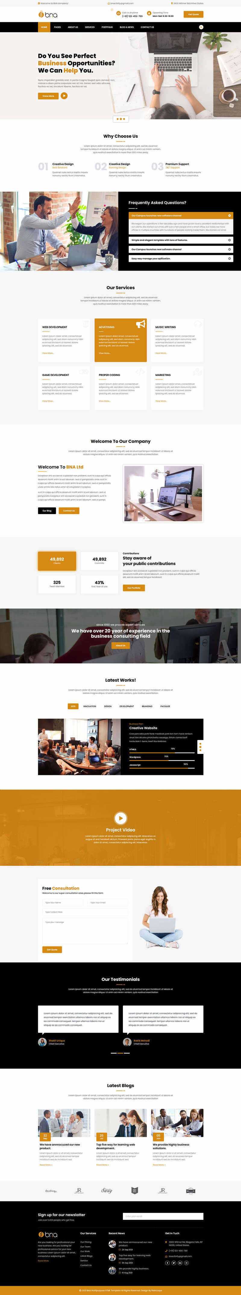 Bootstrap多用途响应式商务企业展示html模板 - 项目资源网
