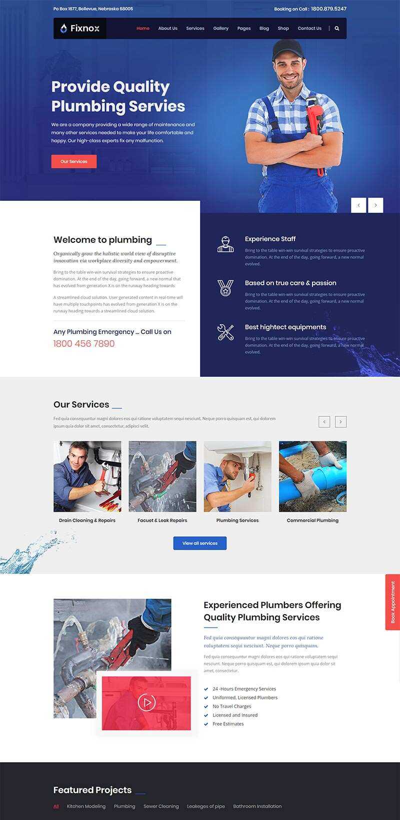 Bootstrap管道修理家政保洁公司网站html模板 - 项目资源网