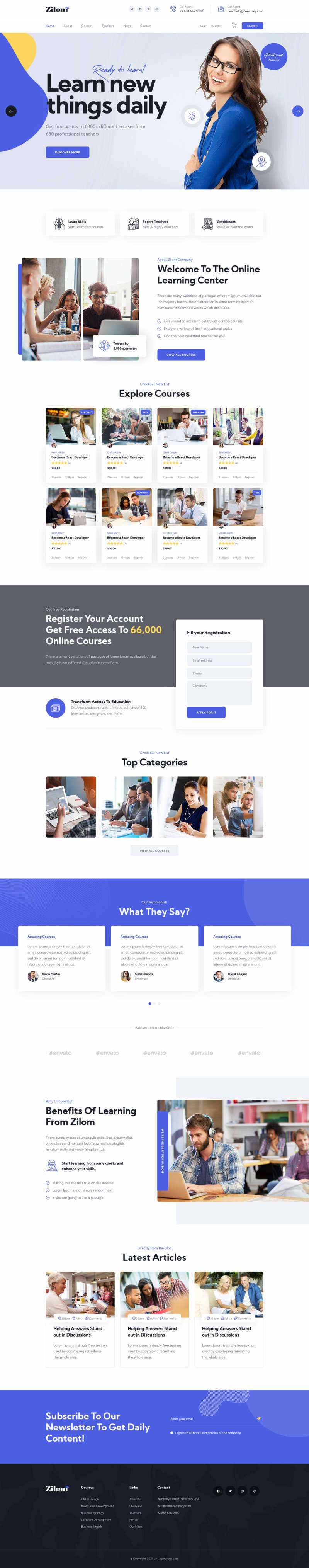 bootstrap在线教育学习官网HTML模板 - 项目资源网
