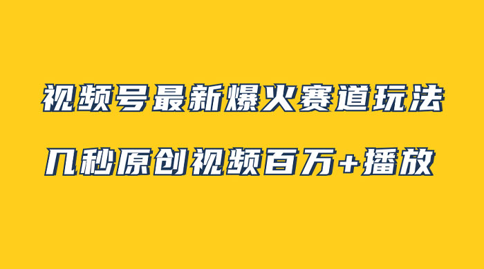 视频号最新爆火赛道玩法，几秒视频可达百万播放，小白即可操作（附素材） - 项目资源网
