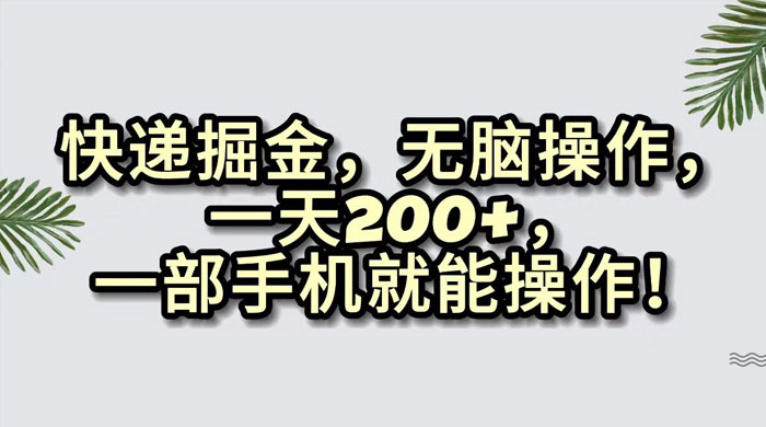 快递掘金，无脑搬运，一天 200+，一部手机就能操作 - 项目资源网