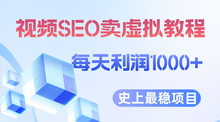 视频 SEO 出售虚拟产品：史上最稳定私域变现项目 - 项目资源网