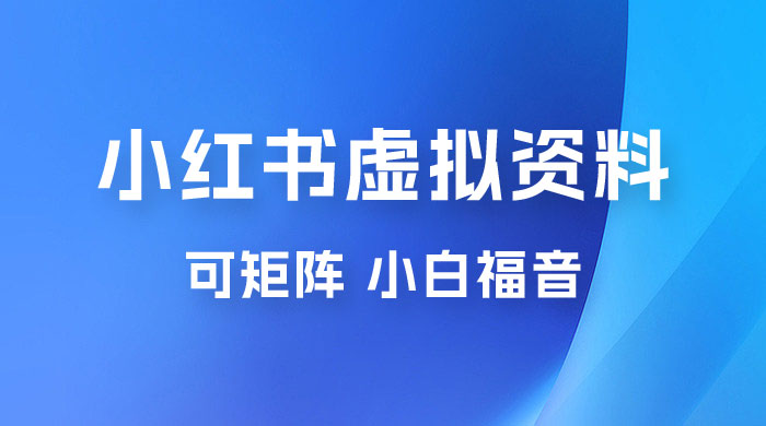 小红书虚拟资料项目拆解：单号日入 500+，可矩阵，小白福音 - 项目资源网