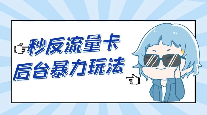 秒反流量卡后台暴力玩法 2.0，日赚三位数 - 项目资源网